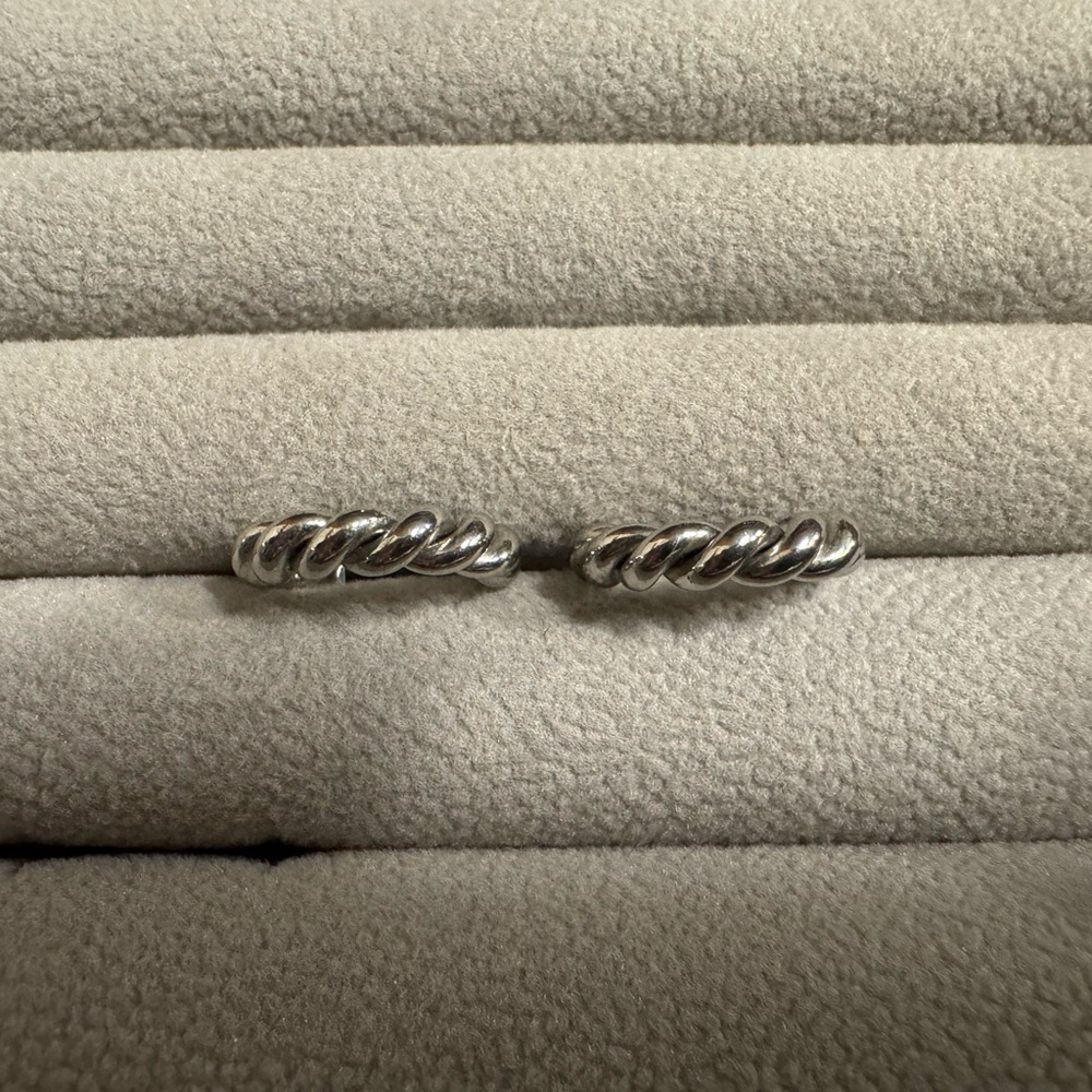 Silver Twisted Hoop Earrings